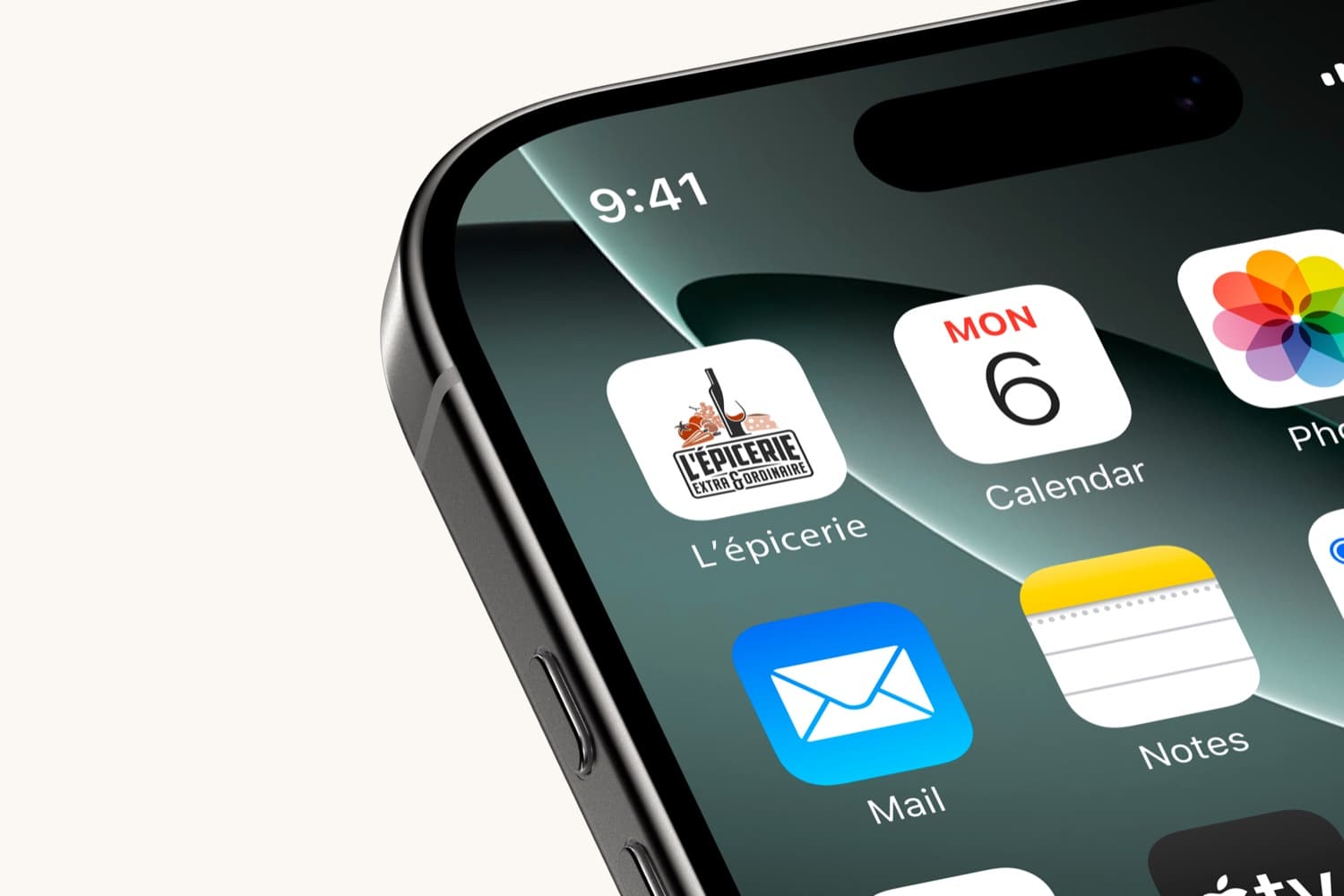 L'app de la boutique installée sur l'écran d'accueil du client (iPhone)